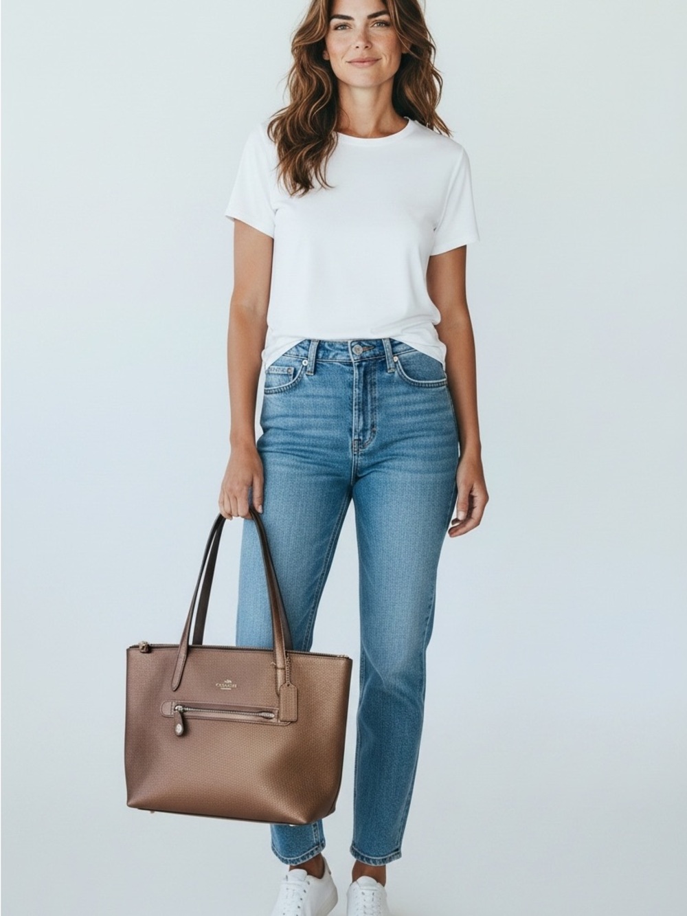 Coach Taylor Metallic Bronze Pebbled Leather Tote Shoulder Bag
